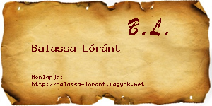 Balassa Lóránt névjegykártya